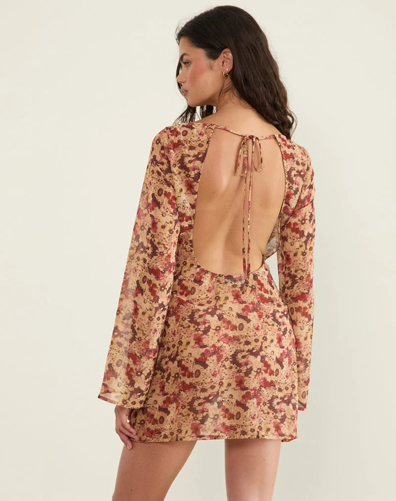 Jovia Minikleid aus Chiffon mit rostfarbener Blume