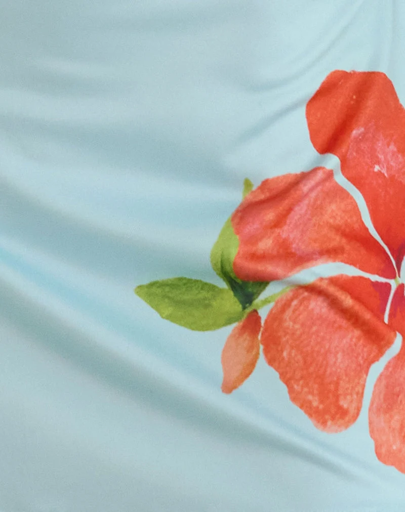 Nisrin Minirock in Blau mit orangefarbener Blume