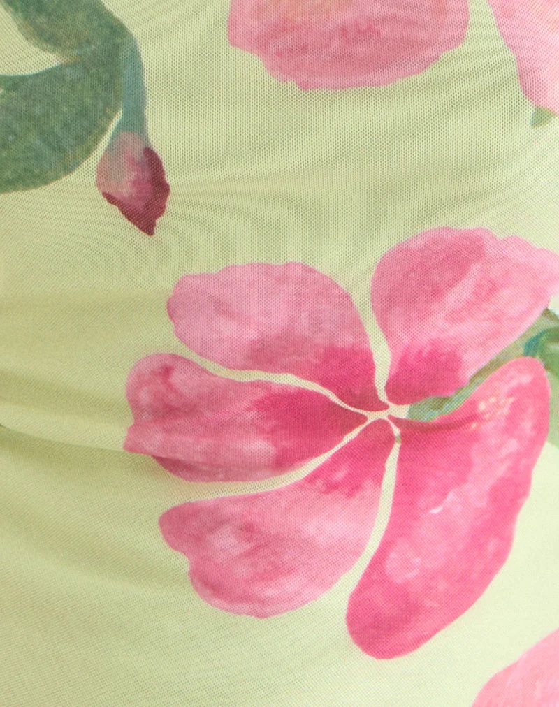 Jefita Cami Top in Aquarell Hibiskus Gelb