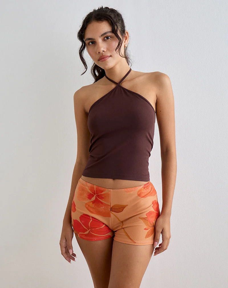 Istora Shorts in Aquarellfarbe Hibiskus Orange