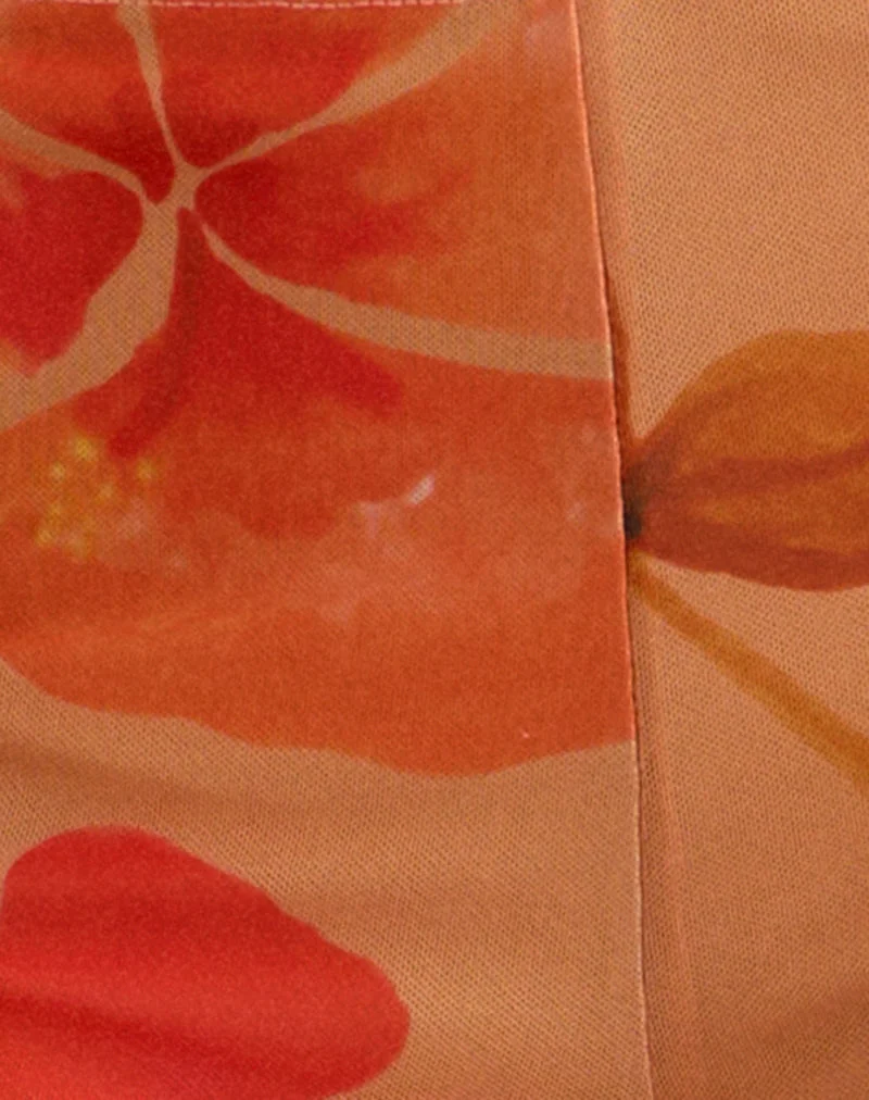Istora Shorts in Aquarellfarbe Hibiskus Orange