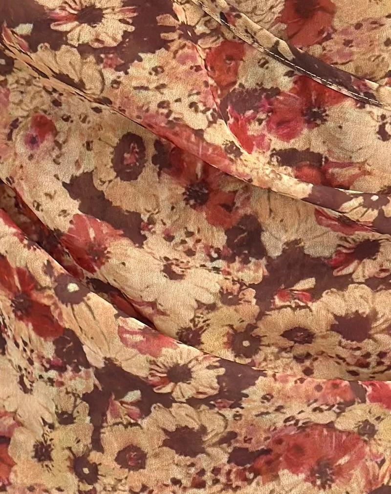 Heidi Wickeltop aus Chiffon mit rostiger Blume
