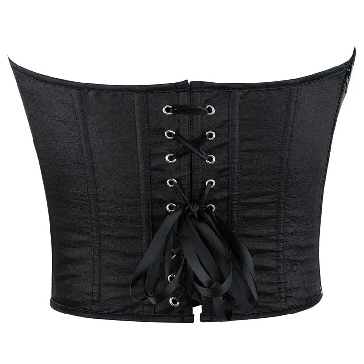Gothic-Überbrustkorsett mit großen Blumen und Schnürung für Damen