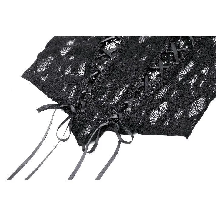 Gothic-Langarmhemd mit Schnürung aus Spitze für Damen