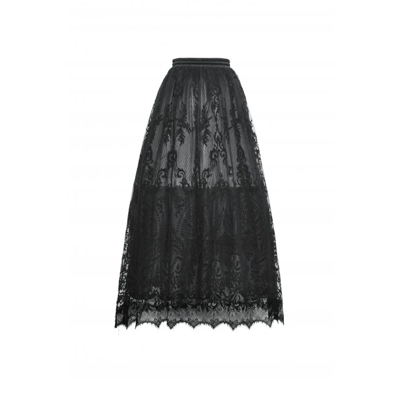 Damen-Gothic-Rock mit unregelmäßiger Beflockung und Mesh-Gewürz