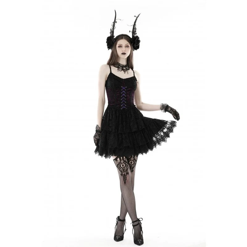 Gothic-Spitzenkleid mit Lagenlook für Damen, Abschlusskleid
