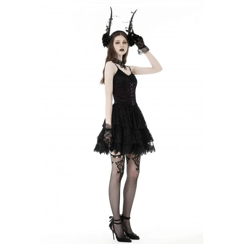 Gothic-Spitzenkleid mit Lagenlook für Damen, Abschlusskleid