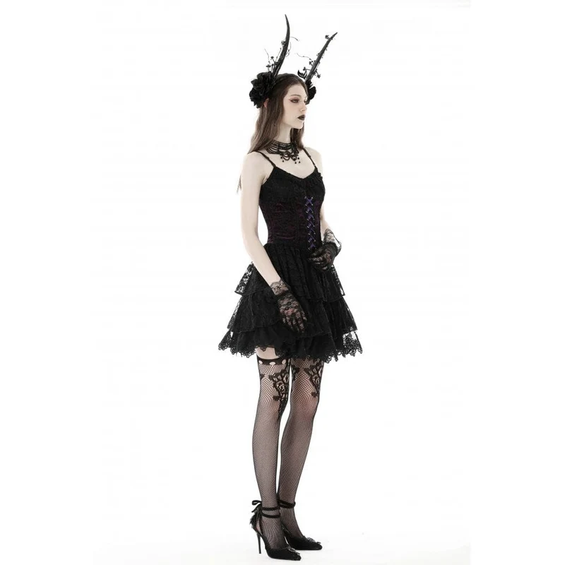 Gothic-Spitzenkleid mit Lagenlook für Damen, Abschlusskleid
