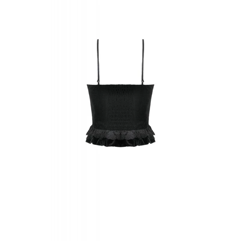 Gothic-Bustier aus besticktem Samt mit Rüschen für Damen