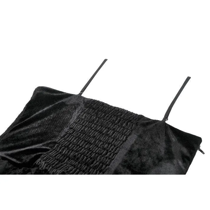 Gothic-Bustier aus besticktem Samt mit Rüschen für Damen