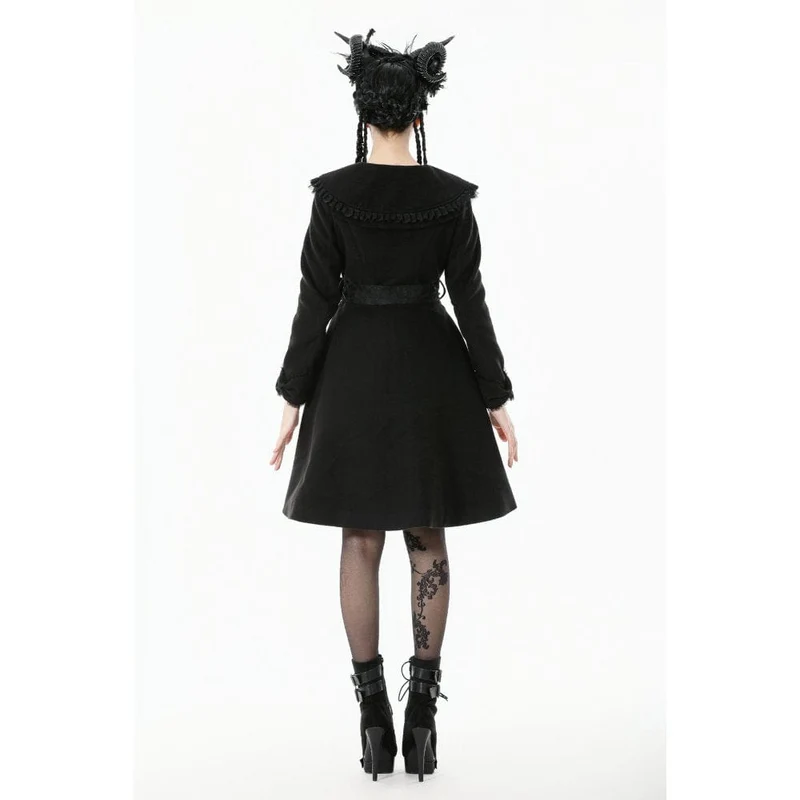 Damenmantel mit Gothic-Blumenmuster, bestickter Schleife und Peter-Pan-Kragen
