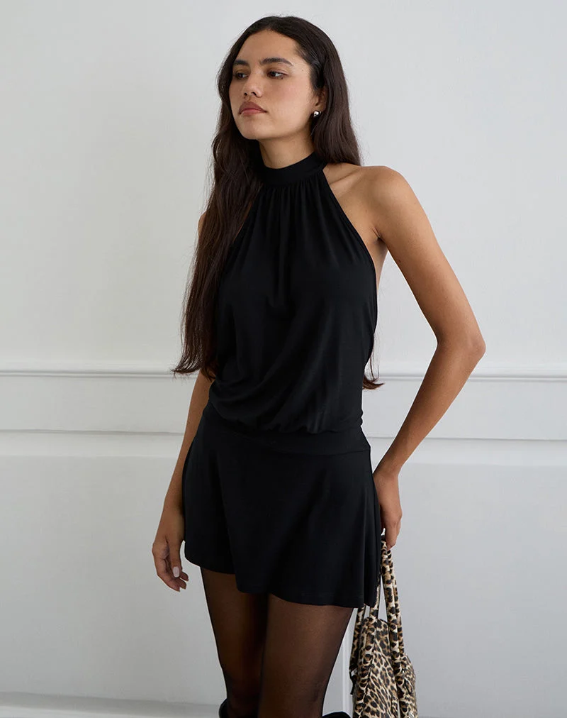 Vaklina Minikleid aus Rayon Jersey Schwarz
