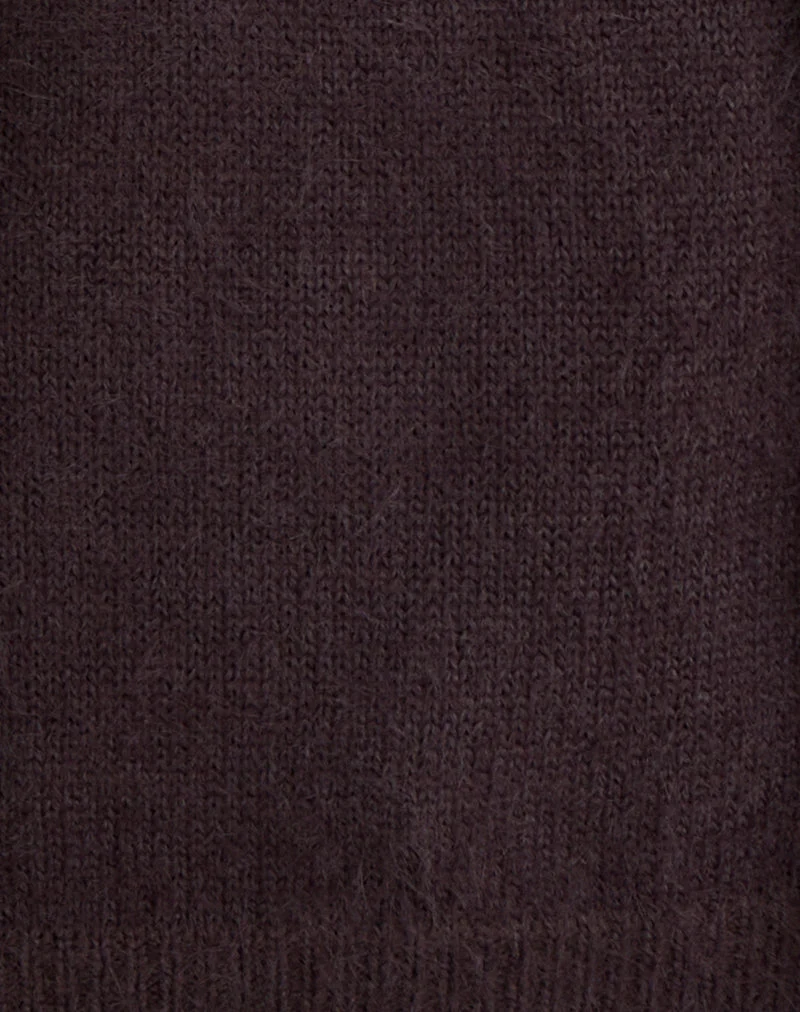 Dikara Pullover mit Schal aus braunem Strick