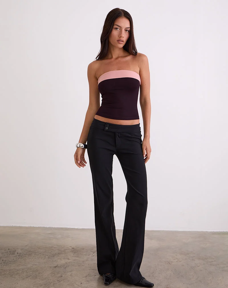 Solna Bandeau-Top in Redwood mit rosa Lady-Bindung