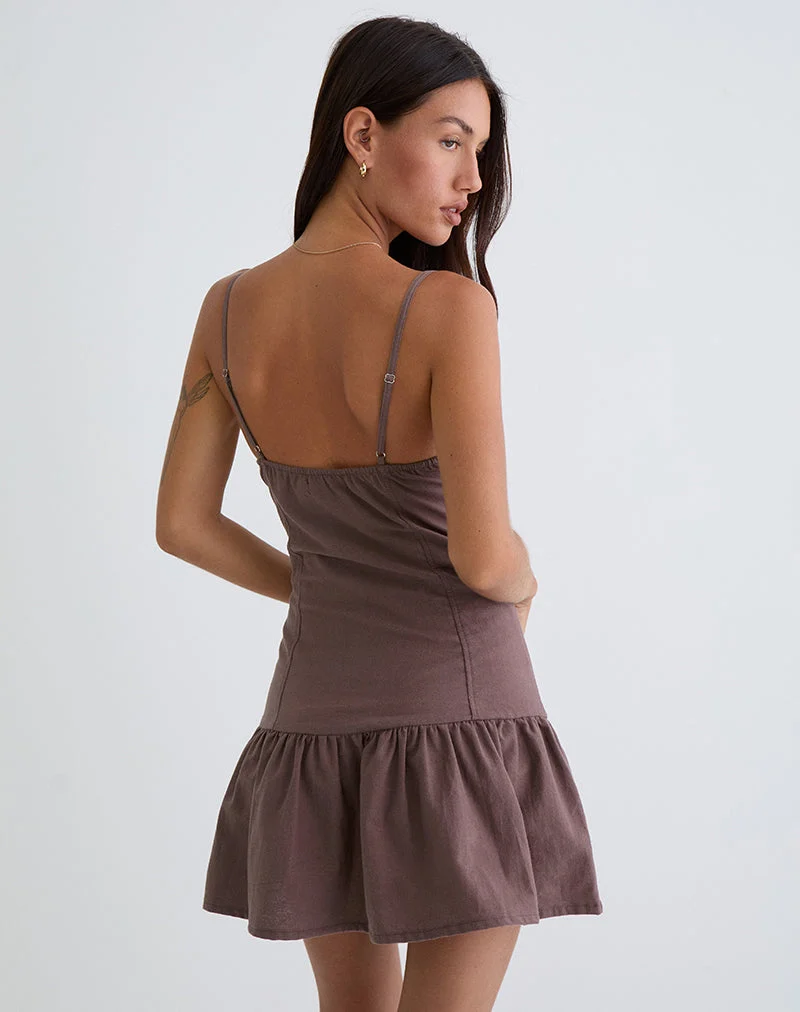 Yuha Geknöpftes Minikleid in Deep Taupe
