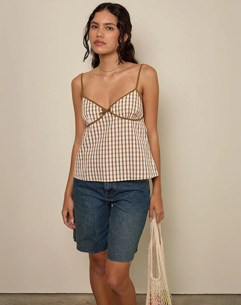 Milota Cami Top in braunem Karo