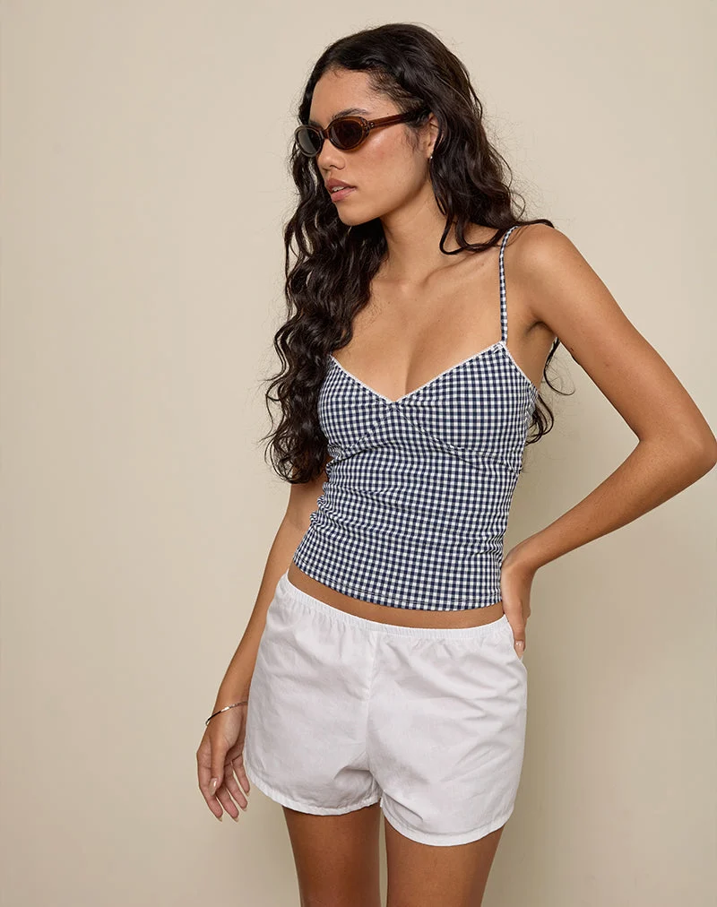Gaika Cami Top aus Seersucker Gingham Navy
