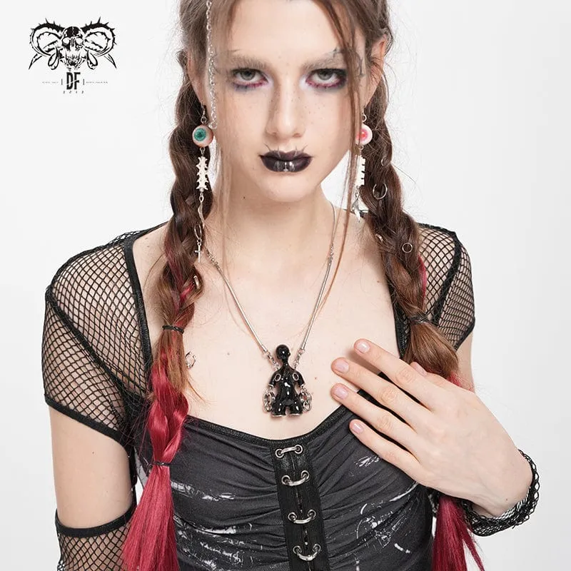 Damen Punk Sci-Fi Seltsame Alien Halskette Schwarz