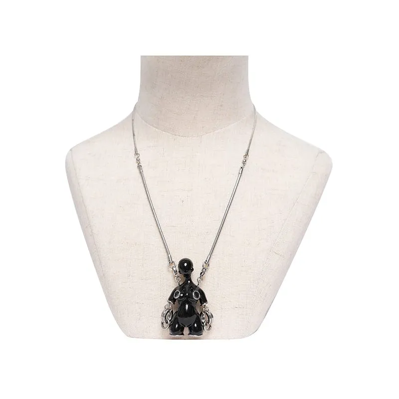 Damen Punk Sci-Fi Seltsame Alien Halskette Schwarz