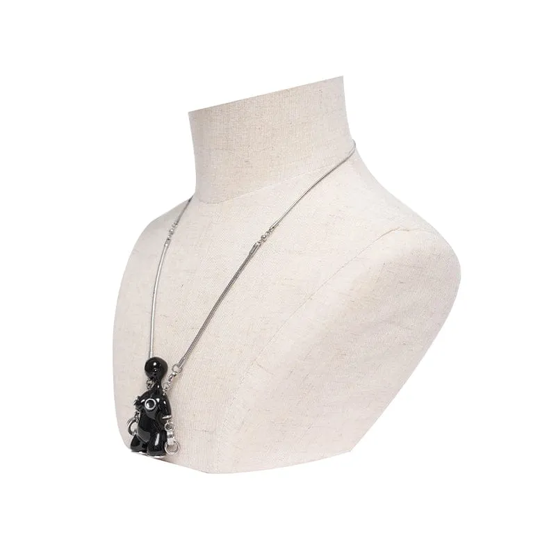 Damen Punk Sci-Fi Seltsame Alien Halskette Schwarz