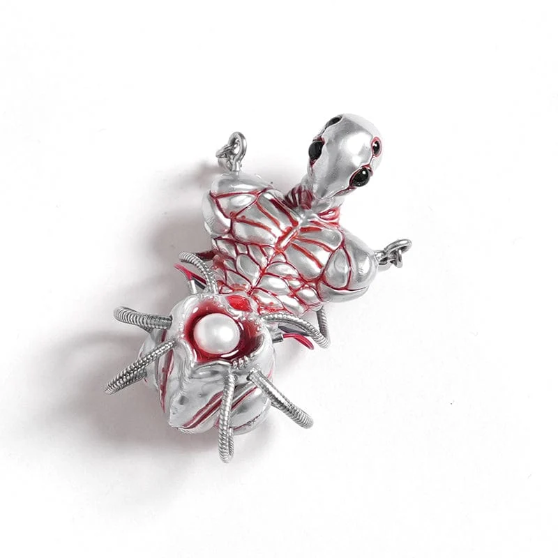 Weirdcore Alien Mechanische Elemente Halskette für Damen Silber Grau