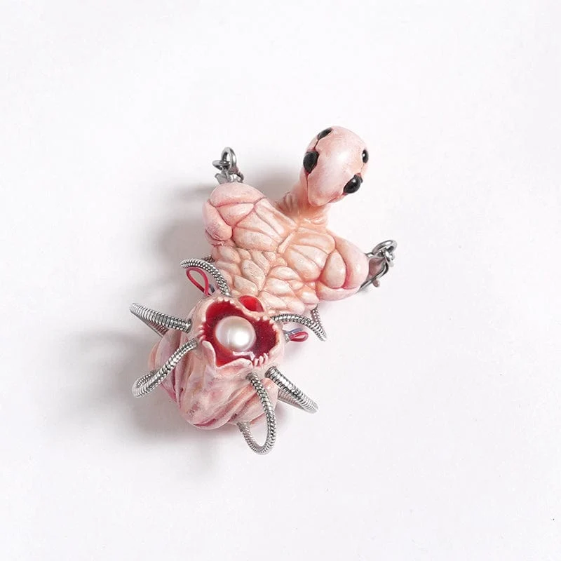Weirdcore Alien Mechanische Elemente Halskette für Damen Rosa