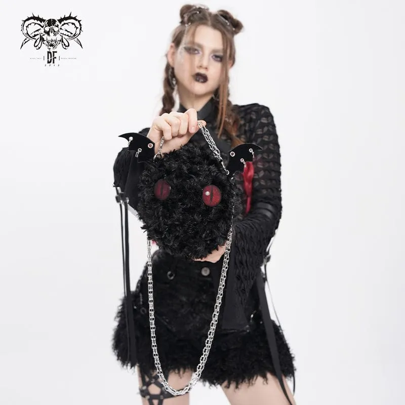 Flauschige Gothic-Kettentasche im Fledermaus-Stil für Damen