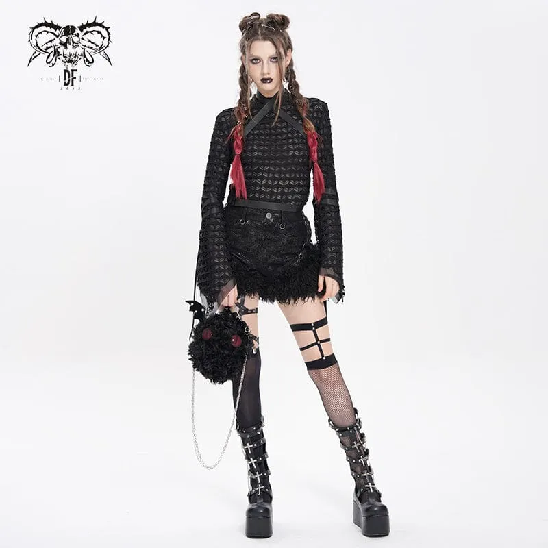 Flauschige Gothic-Kettentasche im Fledermaus-Stil für Damen