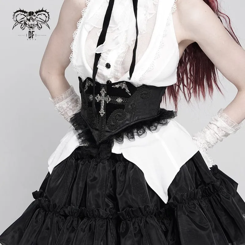 Gothic-Unterbrustkorsett mit Häkeldetails und Schnürung für Damen