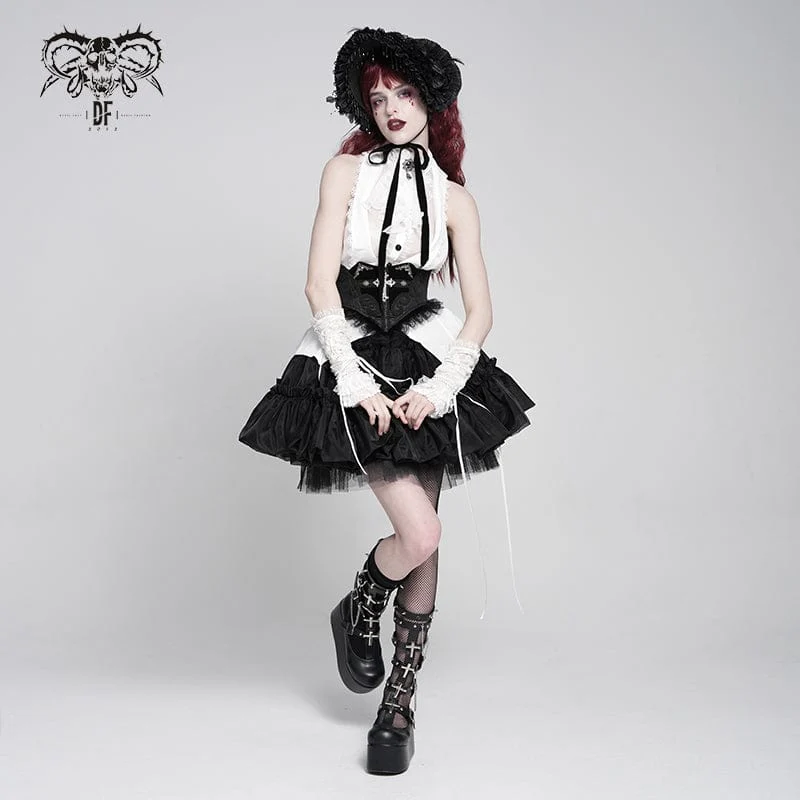 Gothic-Unterbrustkorsett mit Häkeldetails und Schnürung für Damen