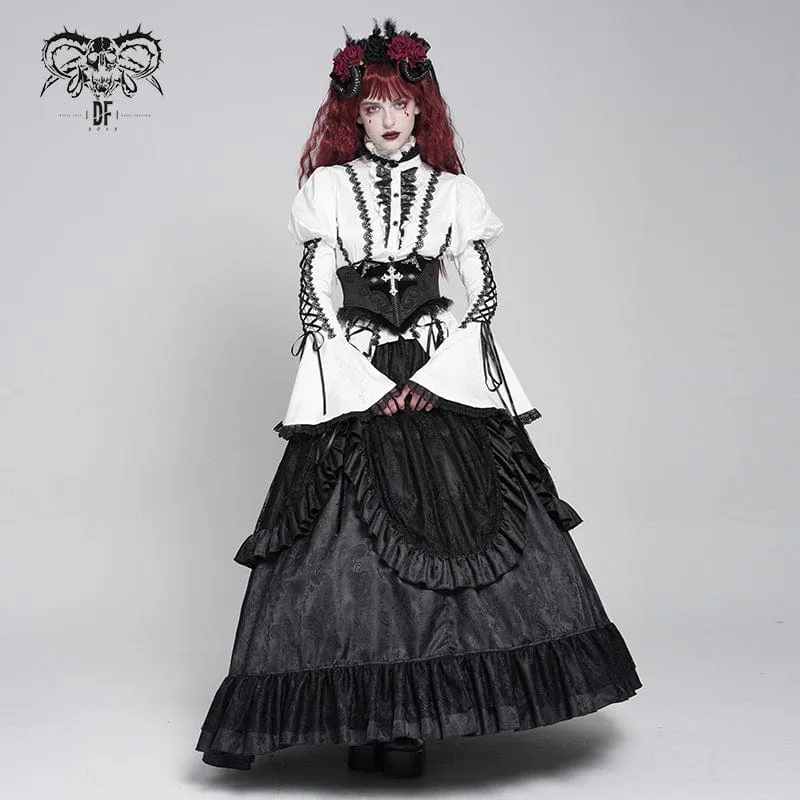 Gothic-Unterbrustkorsett mit Häkeldetails und Schnürung für Damen