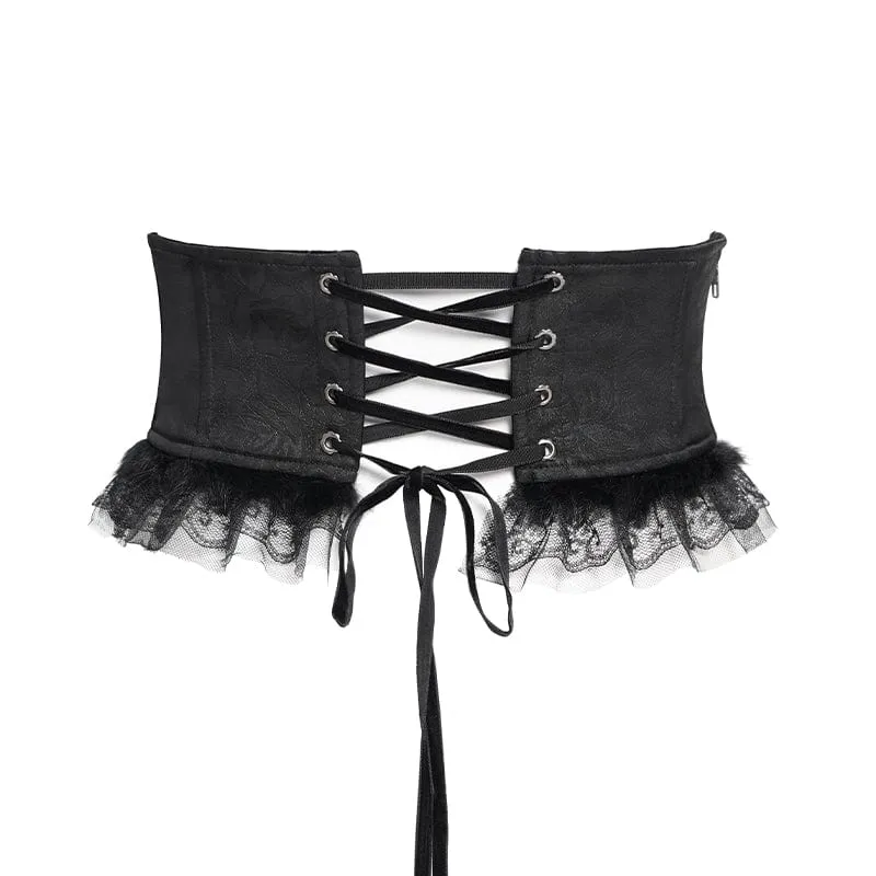 Gothic-Unterbrustkorsett mit Häkeldetails und Schnürung für Damen