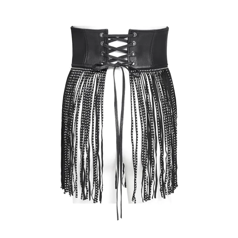 Gothic-Unterbrustkorsett mit Schnallenriemen und Quasten für Damen