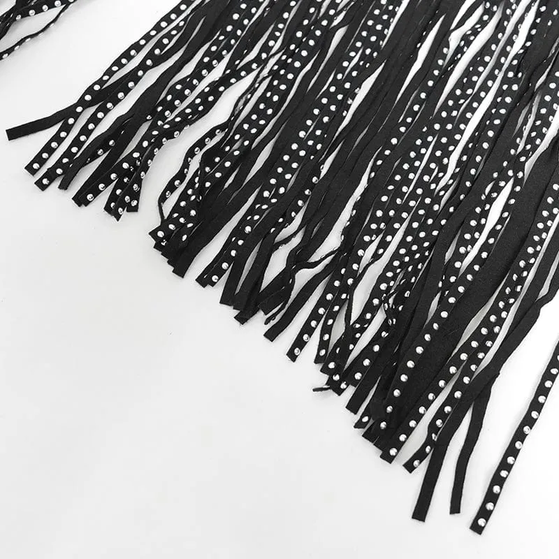 Gothic-Unterbrustkorsett mit Schnallenriemen und Quasten für Damen