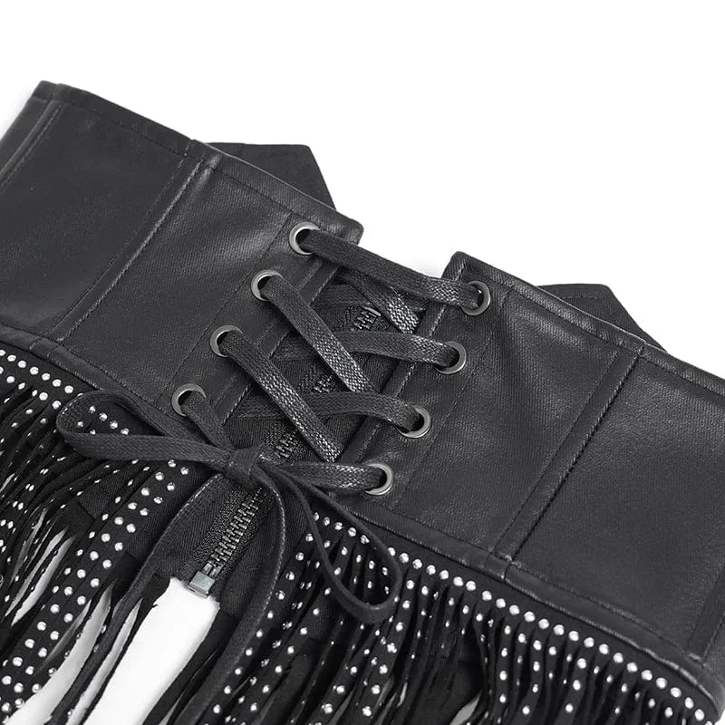Gothic-Unterbrustkorsett mit Schnallenriemen und Quasten für Damen