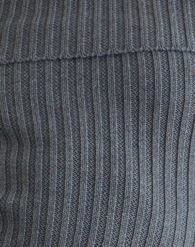 Circe Gestricktes Bardot-Top in Grau