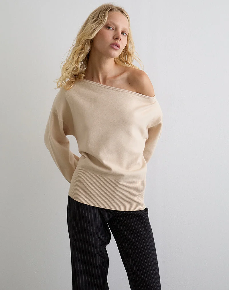 Jalira Asymmetrischer Pullover in Creme