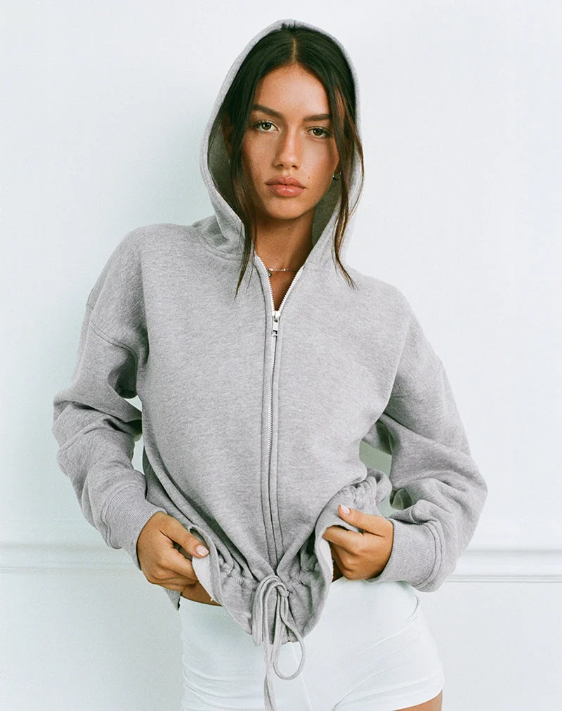 Kit Cinched Waist Hoodie in Grau meliert