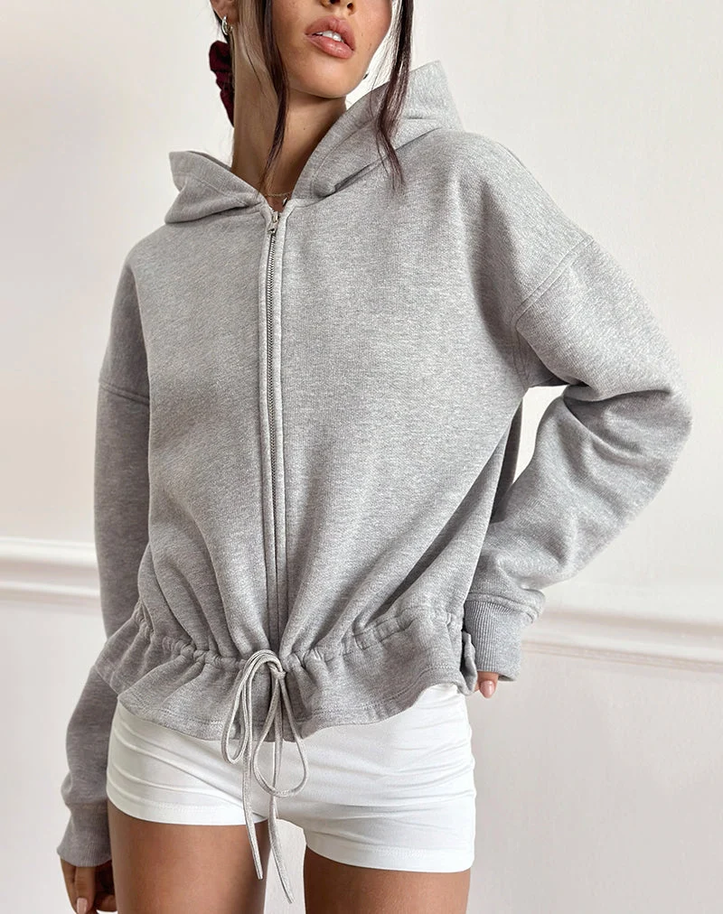 Kit Cinched Waist Hoodie in Grau meliert