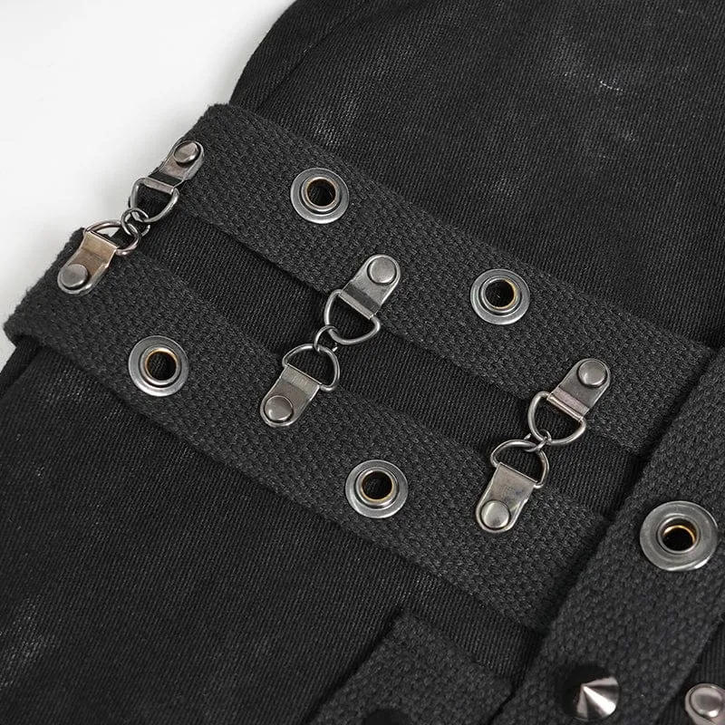 Herren Punk Ripped Mesh Splice Schnür-Baggy-Hose