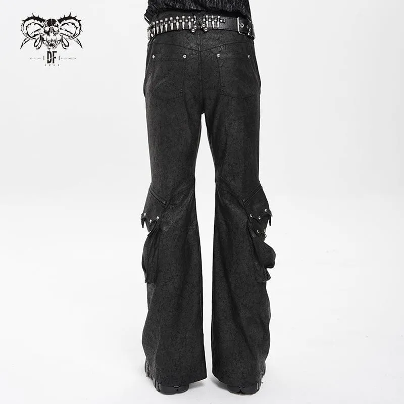 Herren Punk D-Ring Schnalle Große Taschen Schlaghose