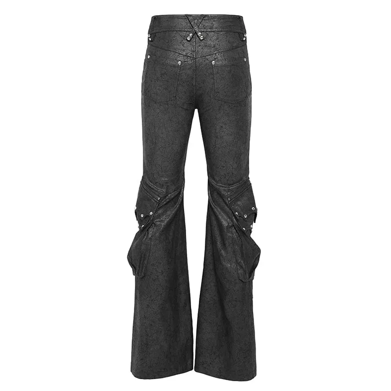 Herren Punk D-Ring Schnalle Große Taschen Schlaghose
