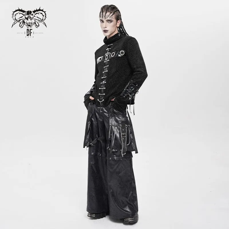 Herren Punk Riemchenhose mit großen Taschen und Ketten