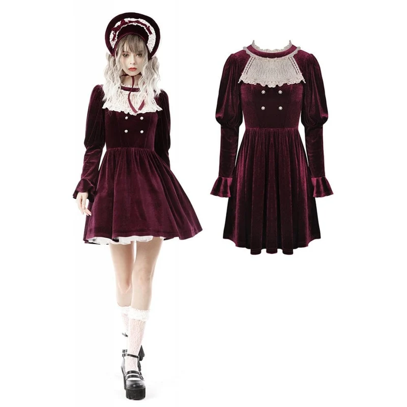 Vintage-Samtkleid für Damen, ideal für Kostümpartys und Abschlussfeiern