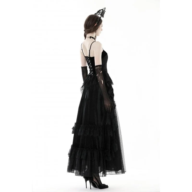 Damen-Bustier aus Samt mit Gothic-Blumenstickerei