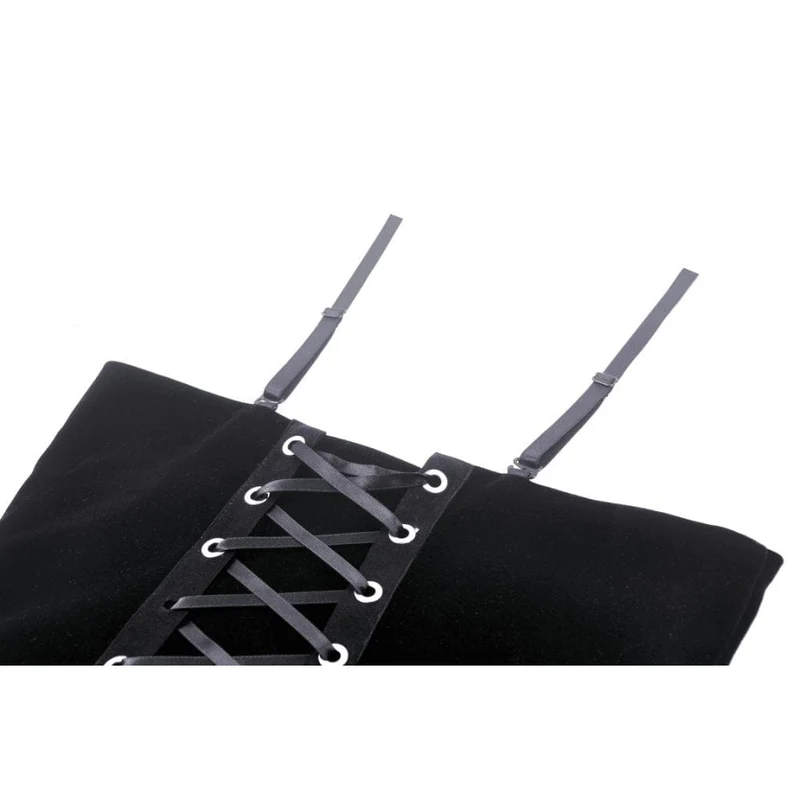 Damen-Bustier aus Samt mit Gothic-Blumenstickerei