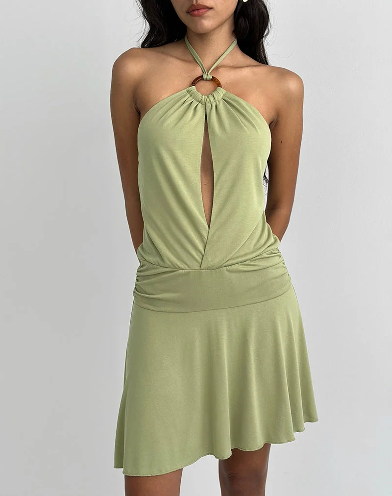 Saira Neckholder-Minikleid in Salbei