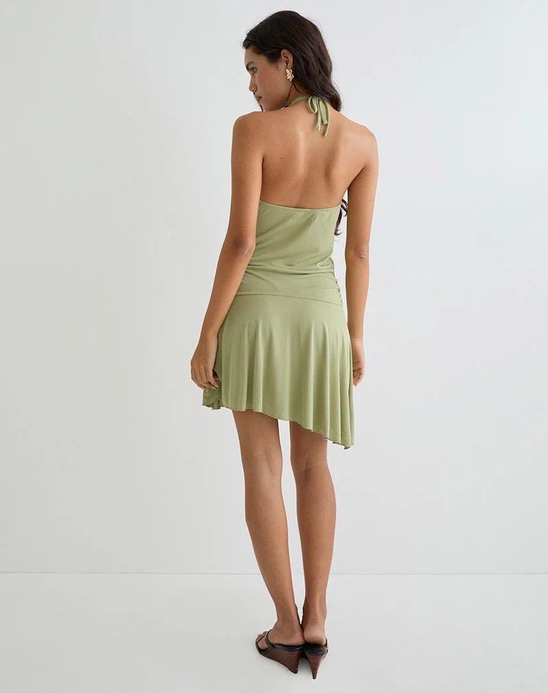 Saira Neckholder-Minikleid in Salbei