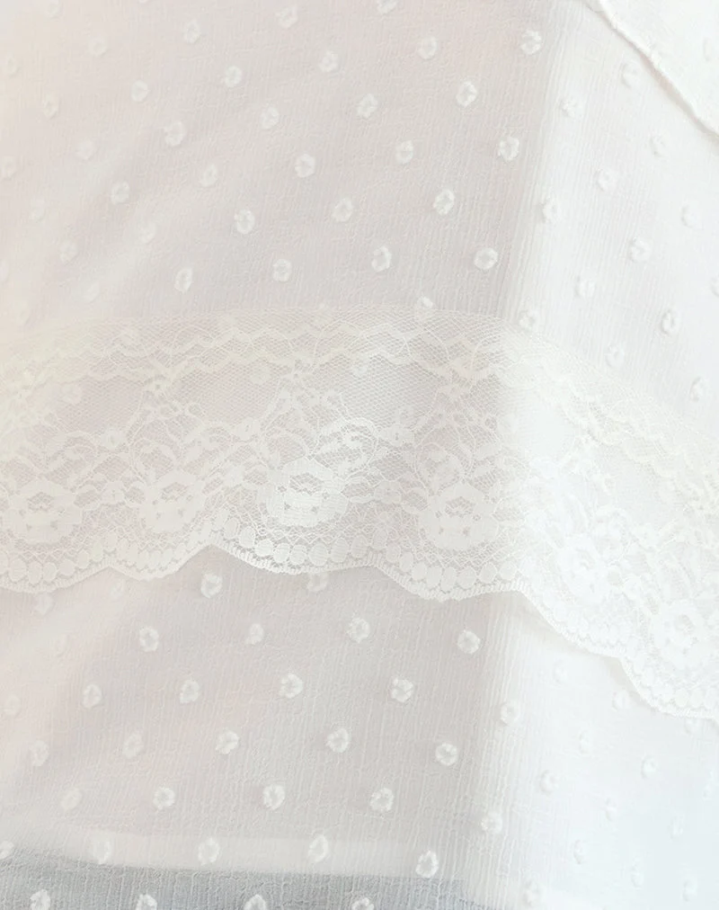 Uran Neckholder-Top aus Dobby-Chiffon-Spitze Weiß