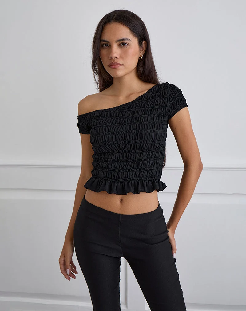 Mirita Gerafftes Top in Schwarz